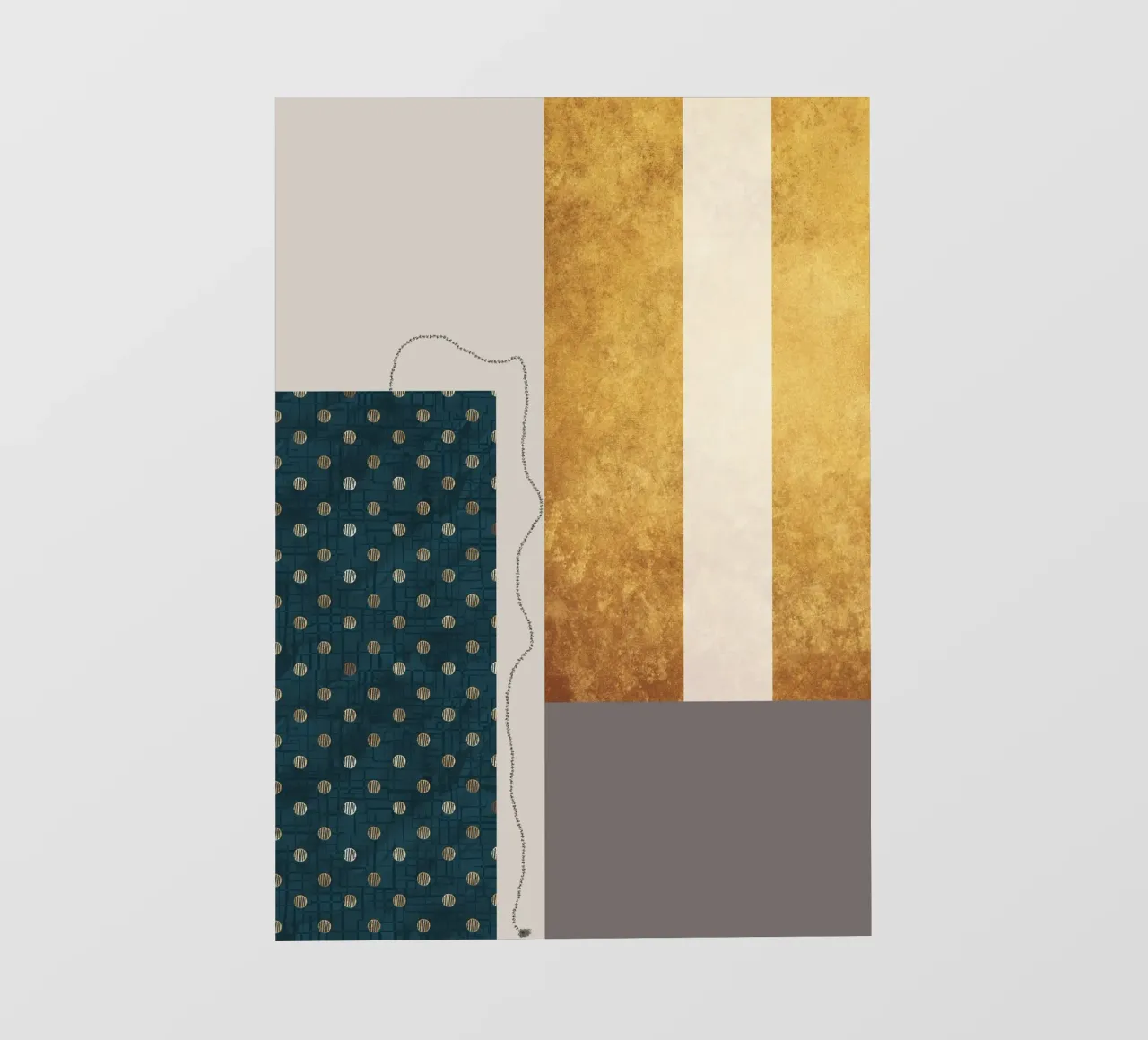 modern abstract art golden telo in pvc da vintageshop