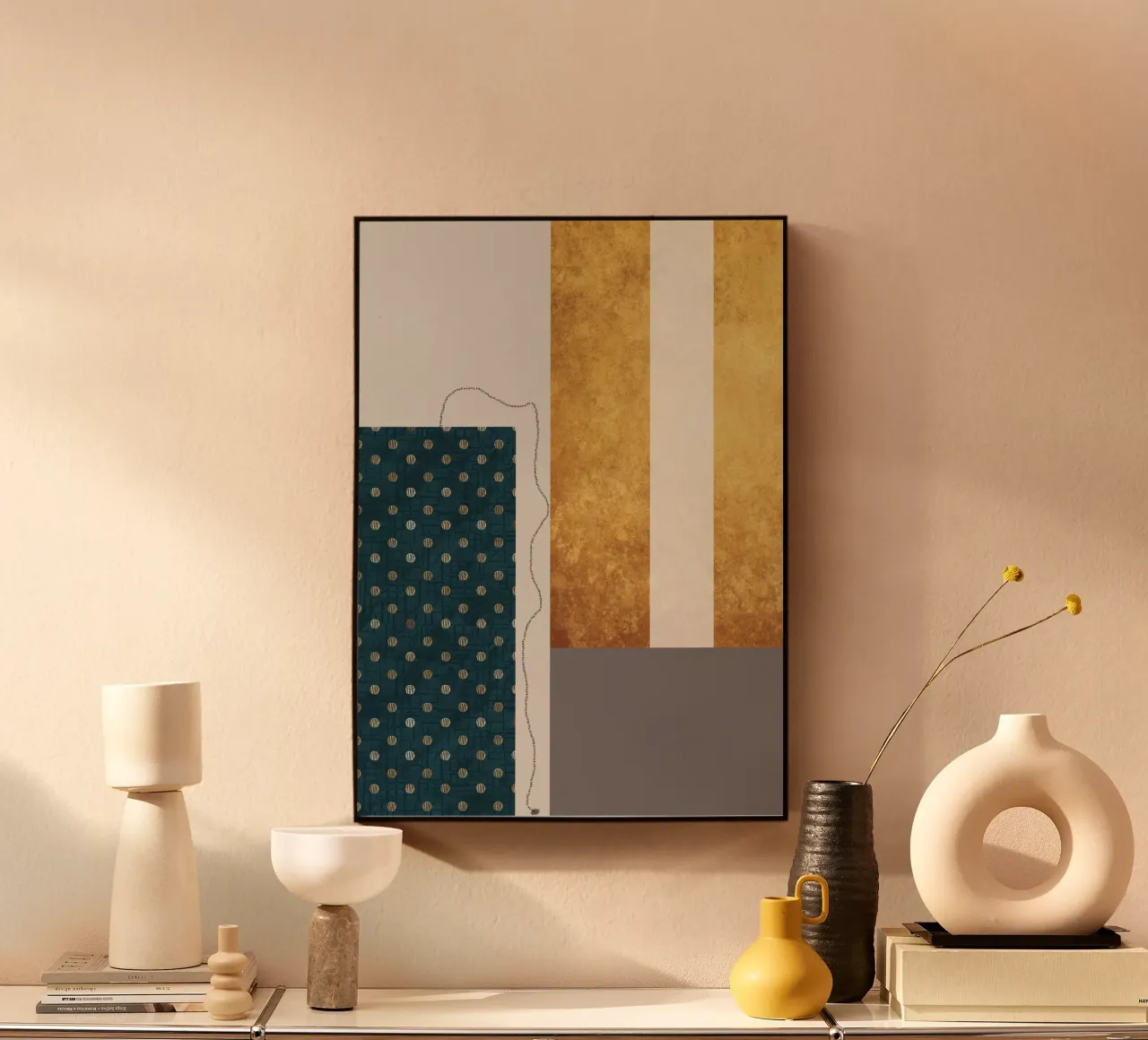 modern abstract art golden plexiglass da vintageshop