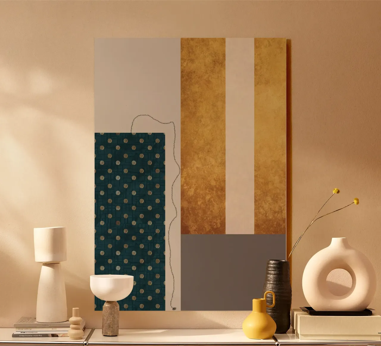 modern abstract art golden plexiglass da vintageshop