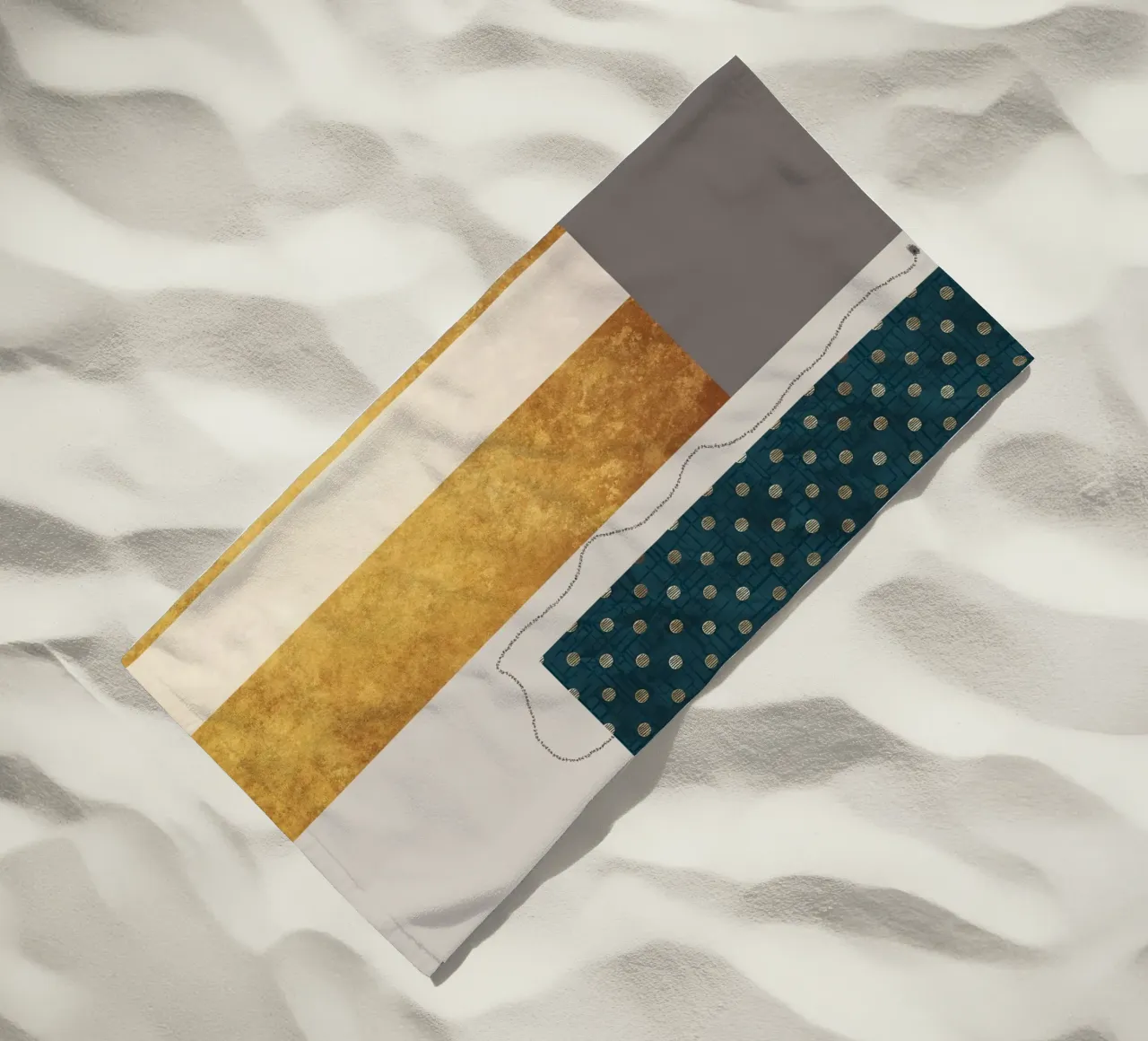modern abstract art golden telo mare da vintageshop