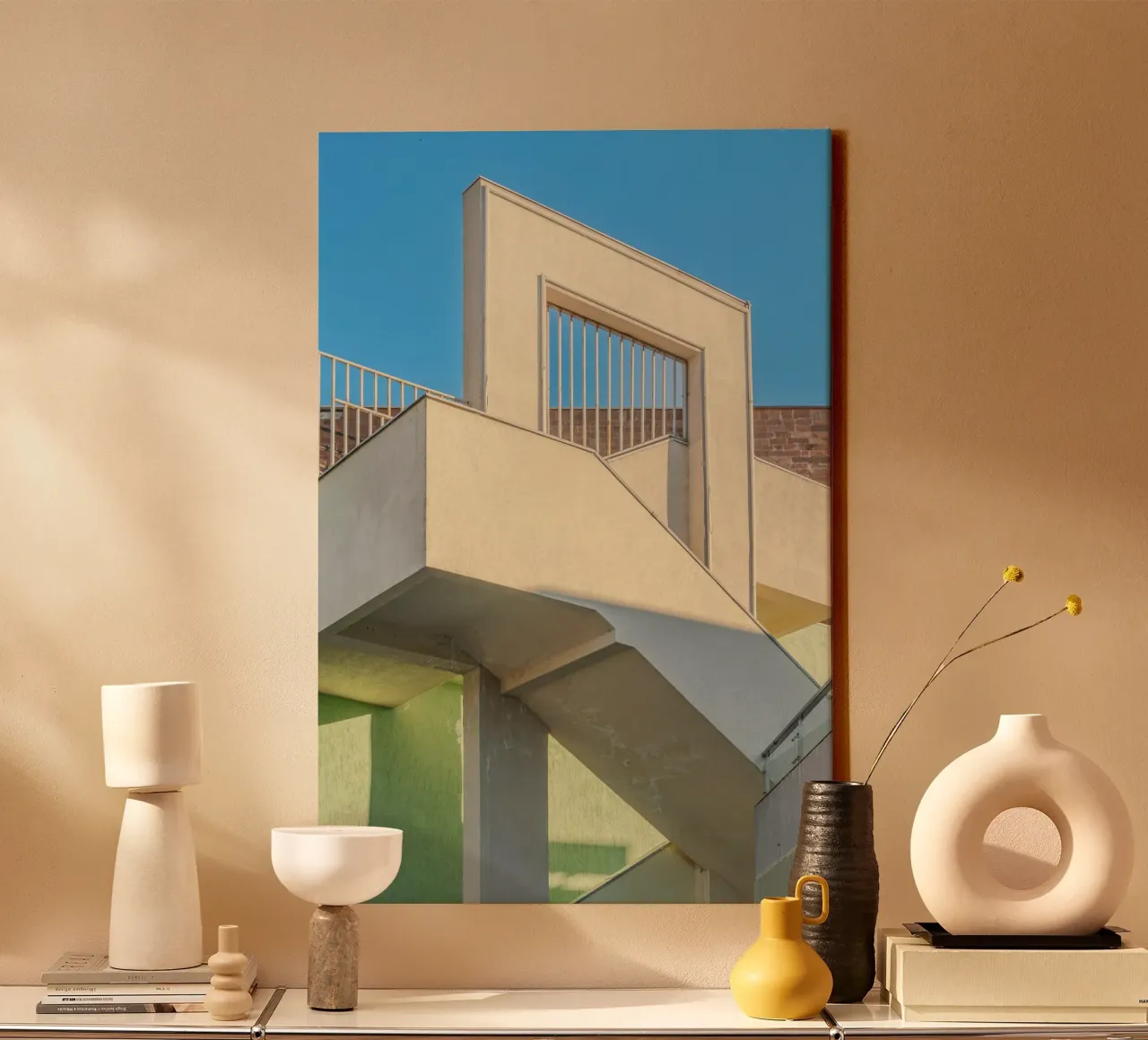 escalera lienzo de pastel color shape