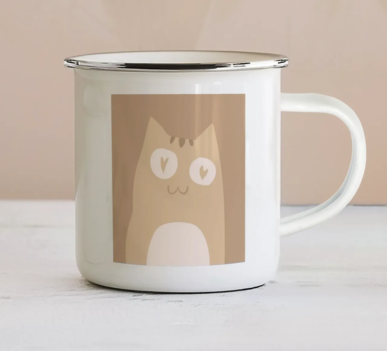 illustrazione gatto tazza in smalto da animal story home