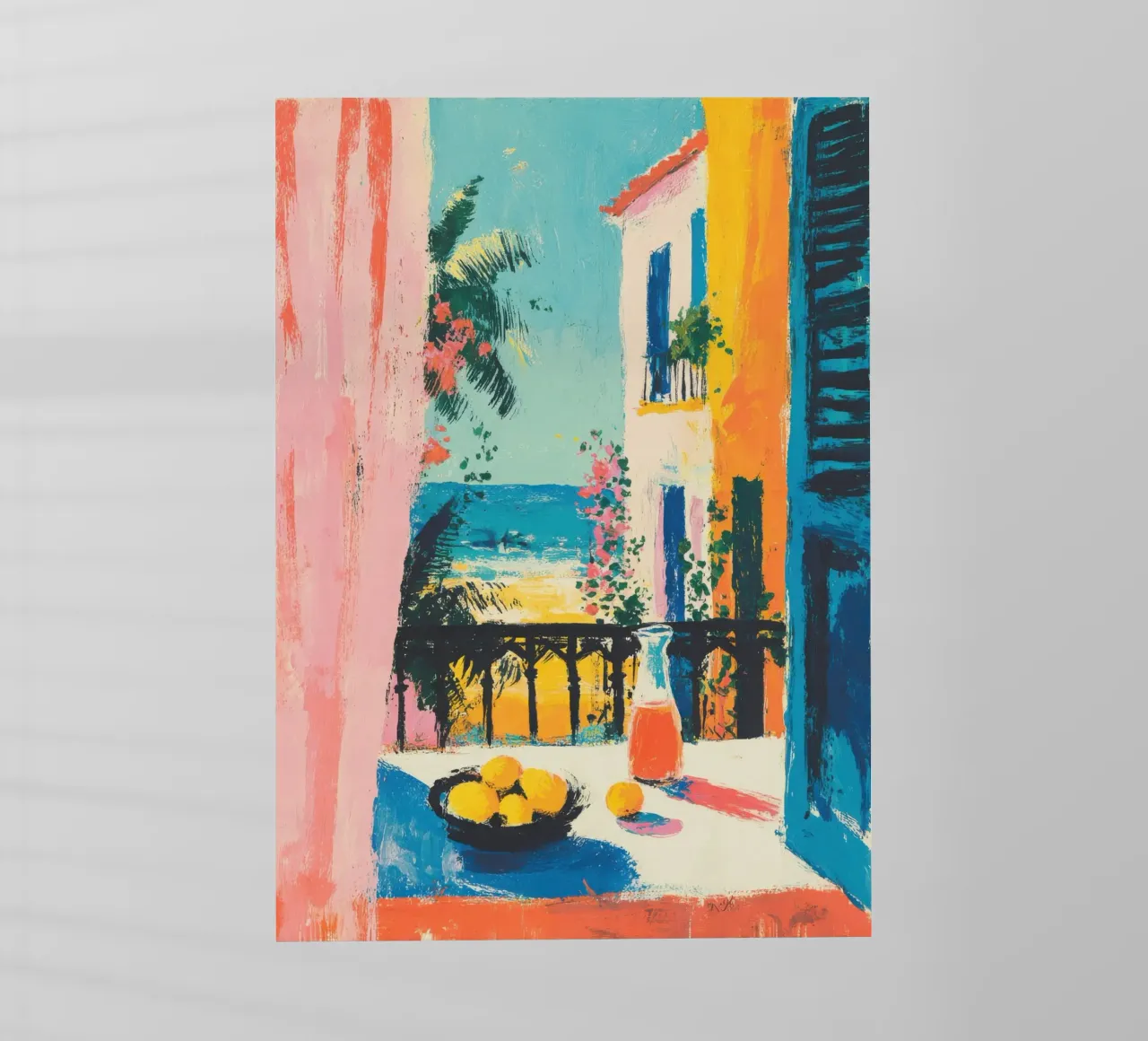 Balcone della Riviera in stile gouache di Matisse pellicola backlit da ArtByNiki