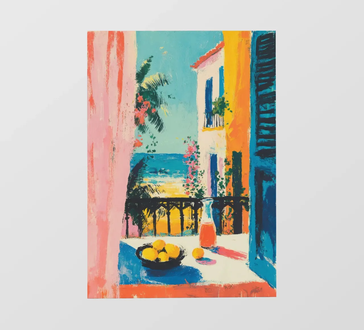 Balcone della Riviera in stile gouache di Matisse telo in pvc da ArtByNiki