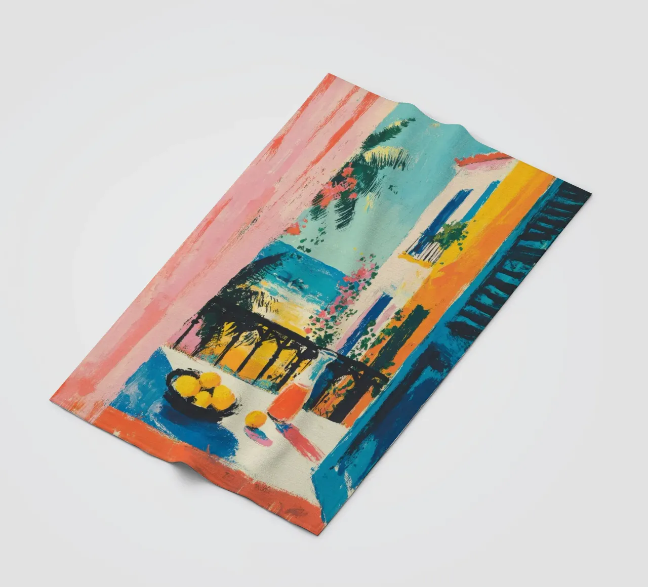 Balcone della Riviera in stile gouache di Matisse coperta in pile da ArtByNiki