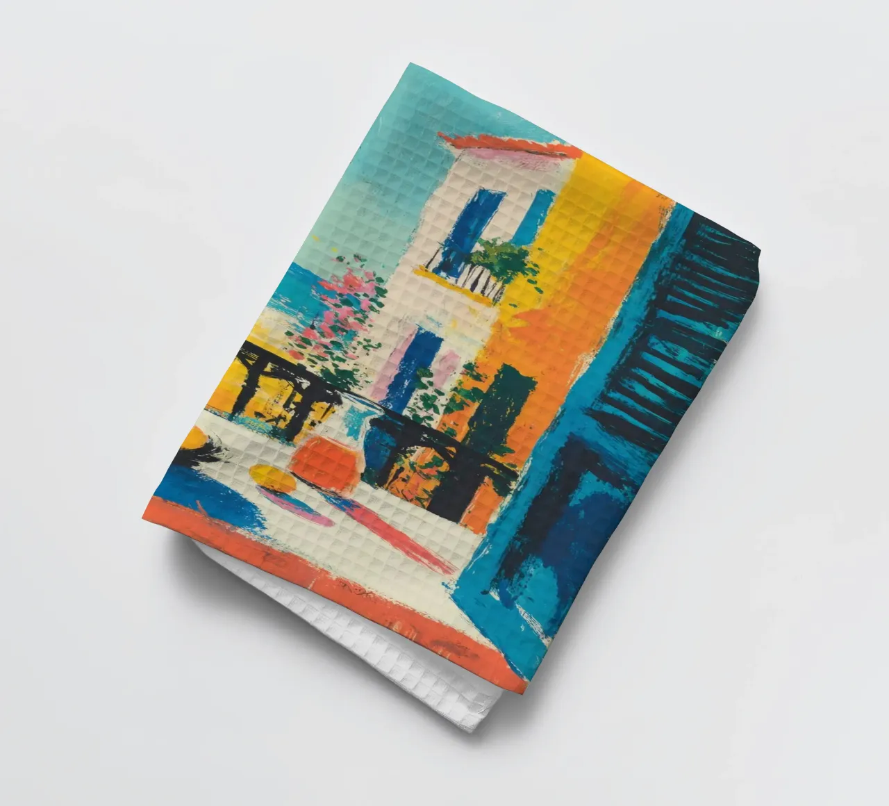 Balcone della Riviera in stile gouache di Matisse canovaccio da cucina da ArtByNiki