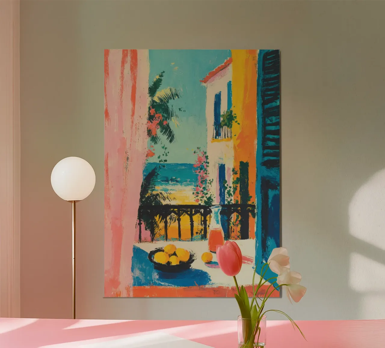 Balcone della Riviera in stile gouache di Matisse alluminio dibond da ArtByNiki