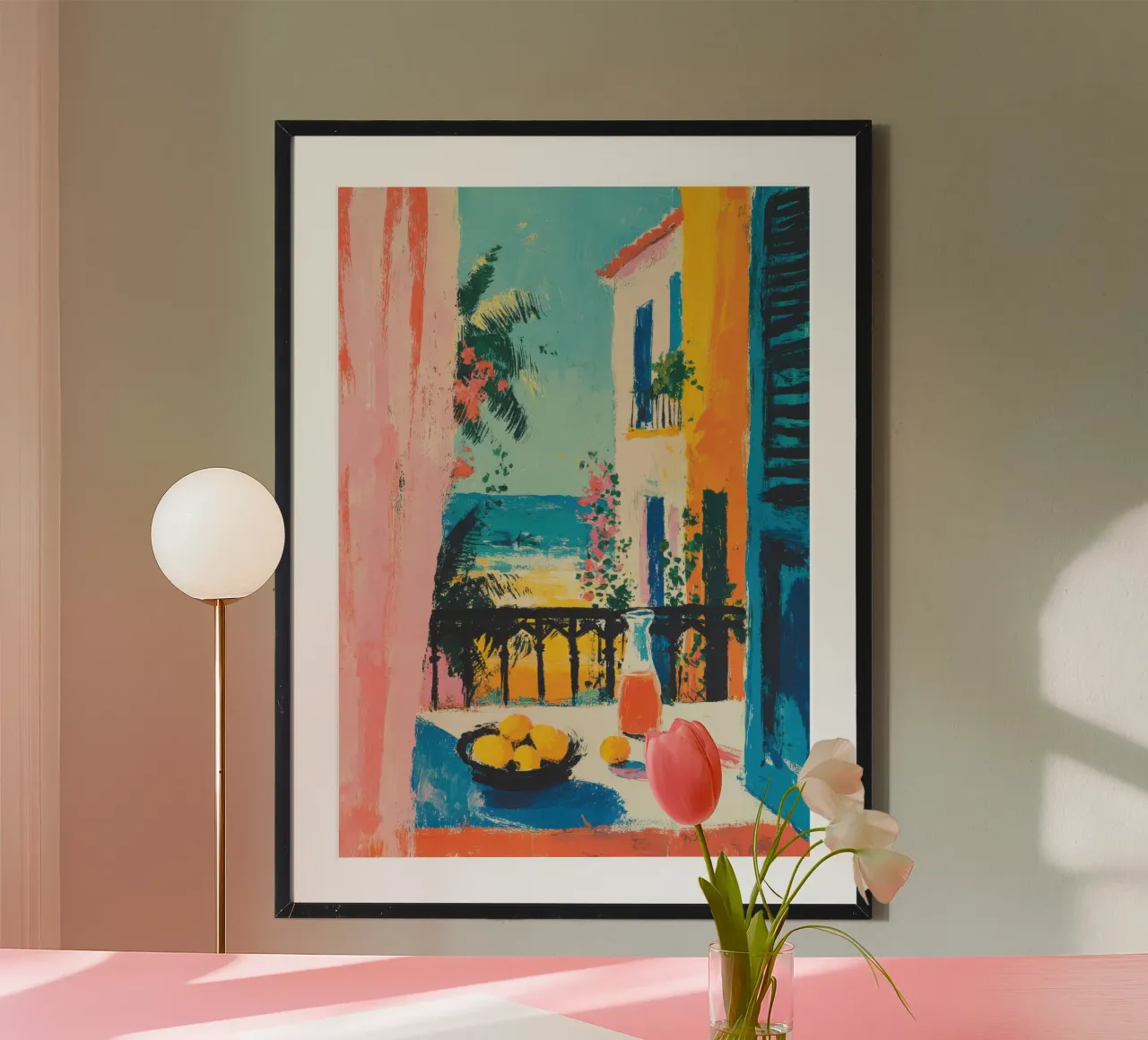 Balcone della Riviera in stile gouache di Matisse carta hahnemühle da ArtByNiki