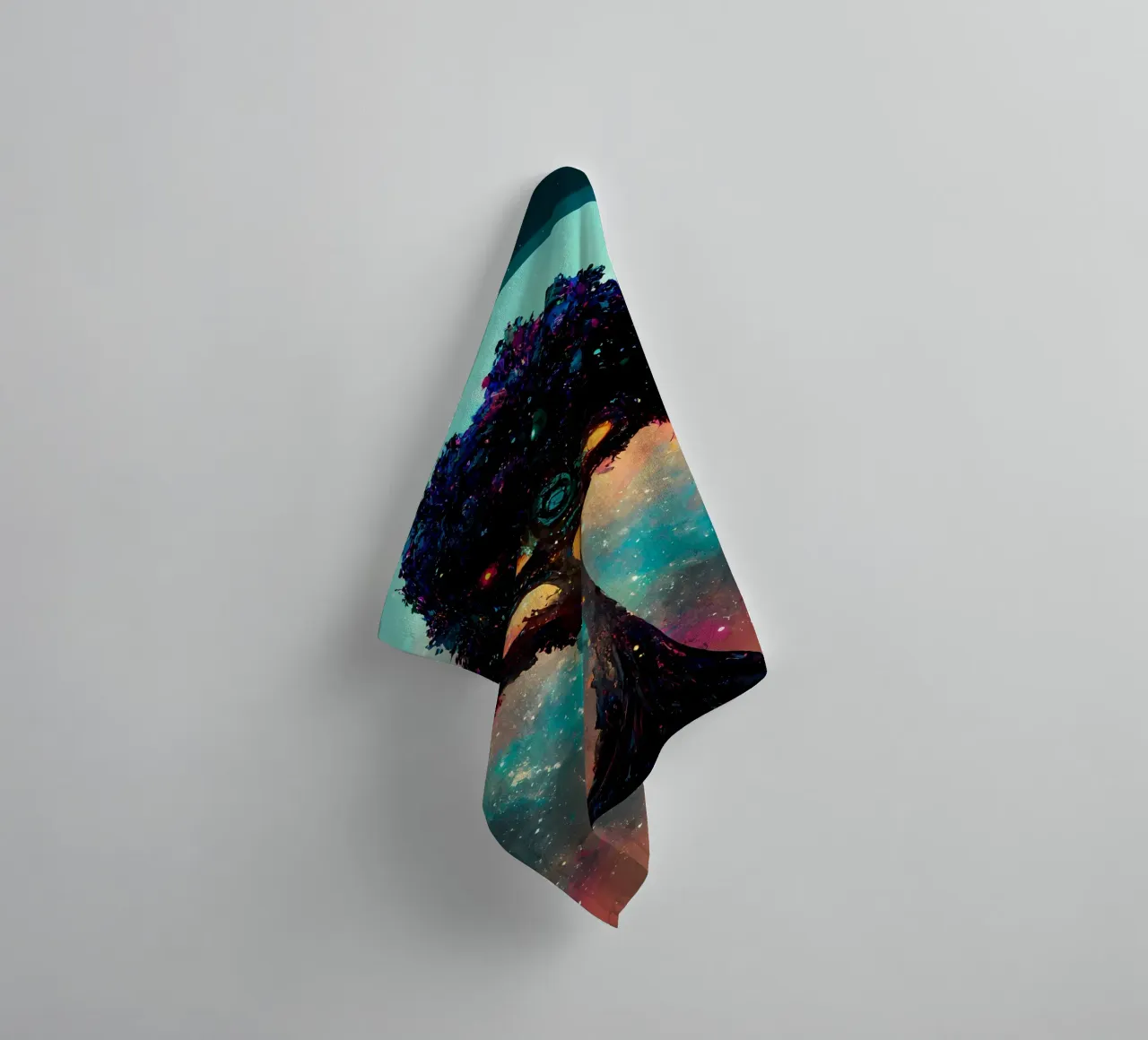 cosmic tree galaxy towel by Jennifer R Spyhalski
