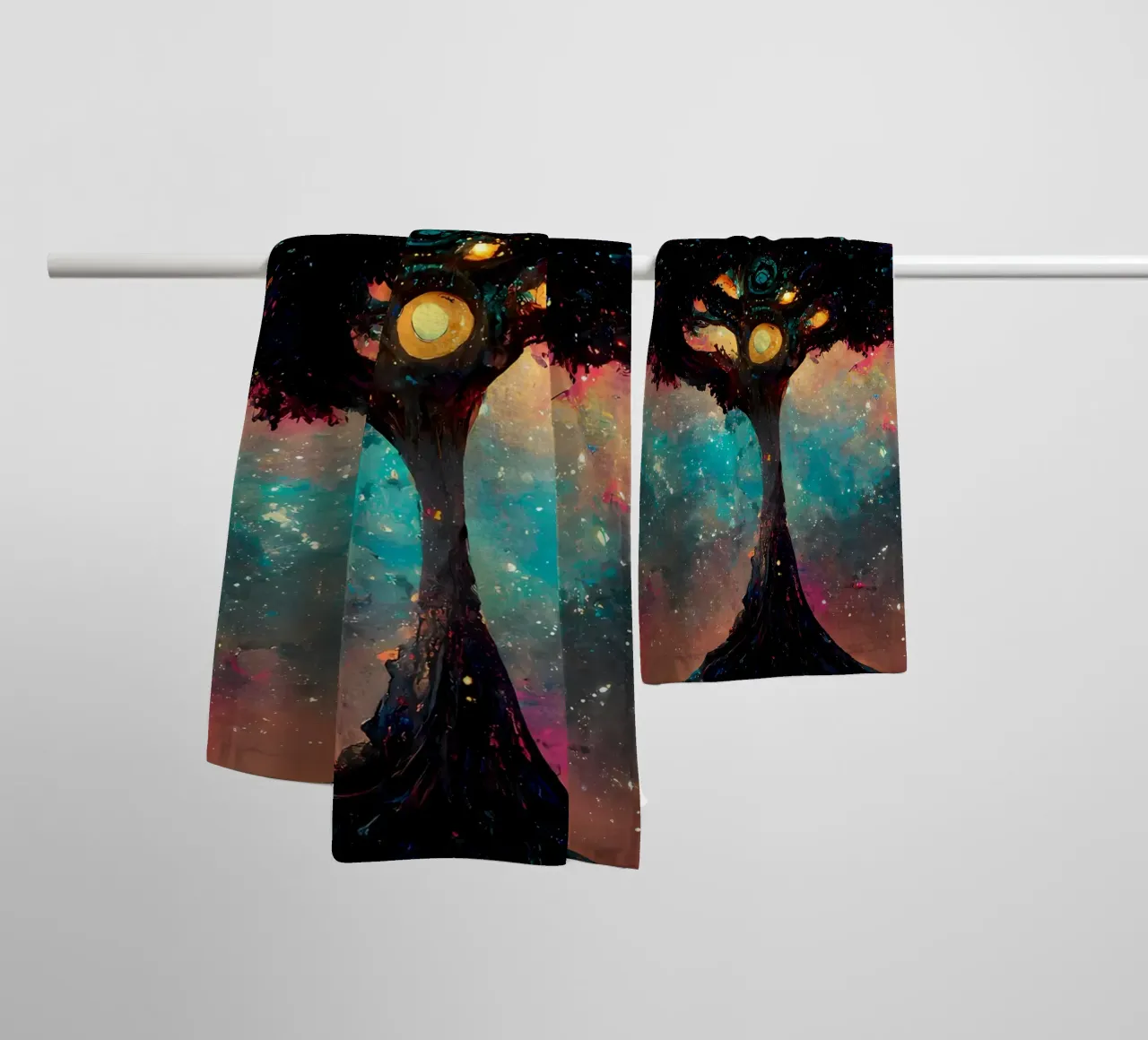 cosmic tree galaxy towel by Jennifer R Spyhalski