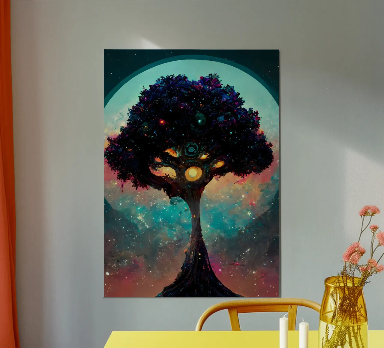 galassia dell'albero cosmico poster con telaio in alluminio da Jennifer R Spyhalski