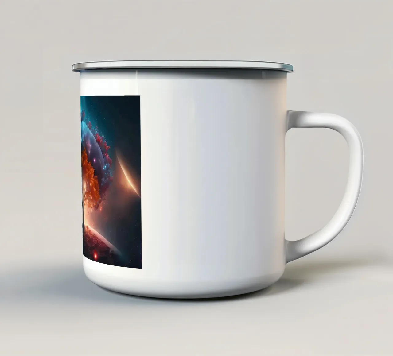 albero terra pianeti tazza in smalto da Jennifer R Spyhalski