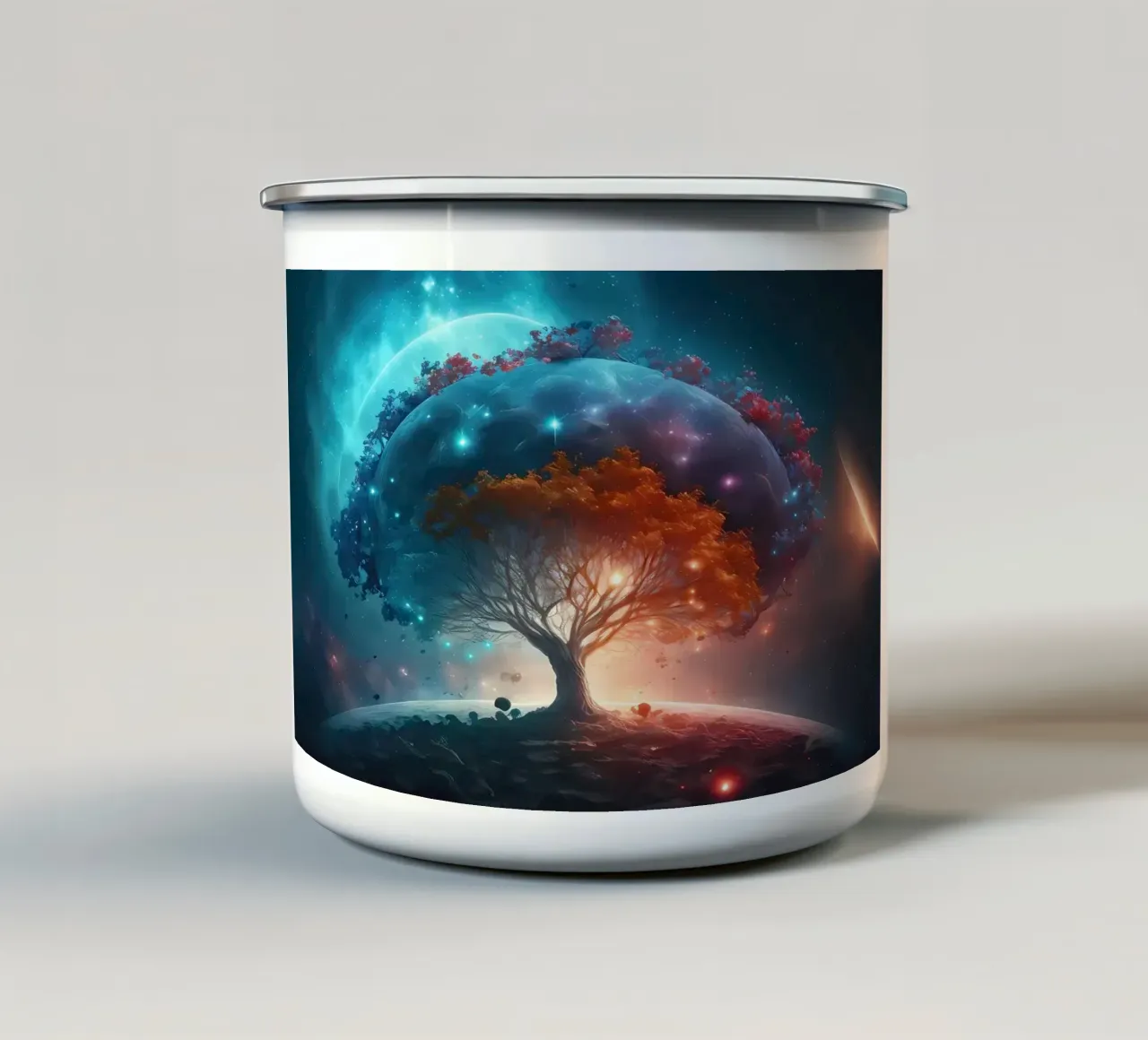 albero terra pianeti tazza in smalto da Jennifer R Spyhalski