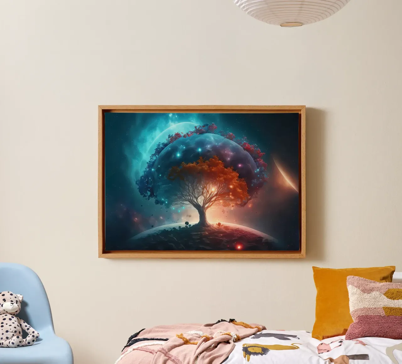 tree earth planets canvas with Floater frame by Jennifer R Spyhalski