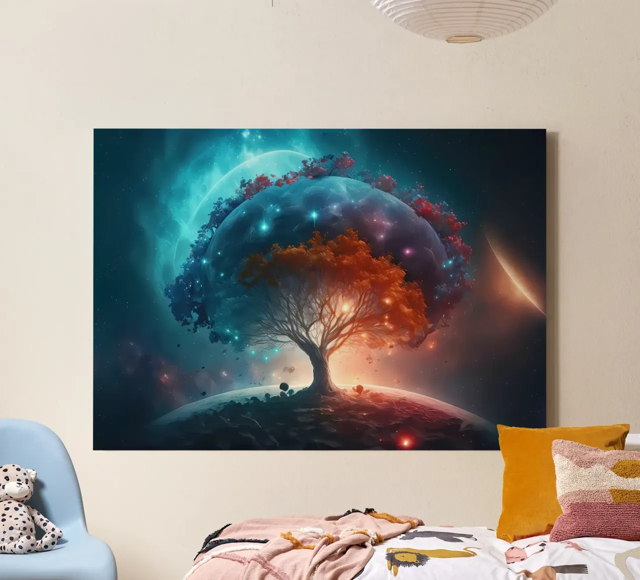 tree earth planets canvas with Floater frame by Jennifer R Spyhalski