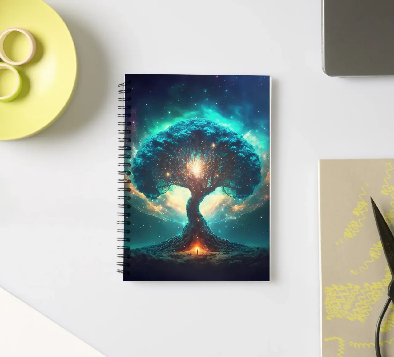 tree starry-sky light spiral notebook by Jennifer R Spyhalski