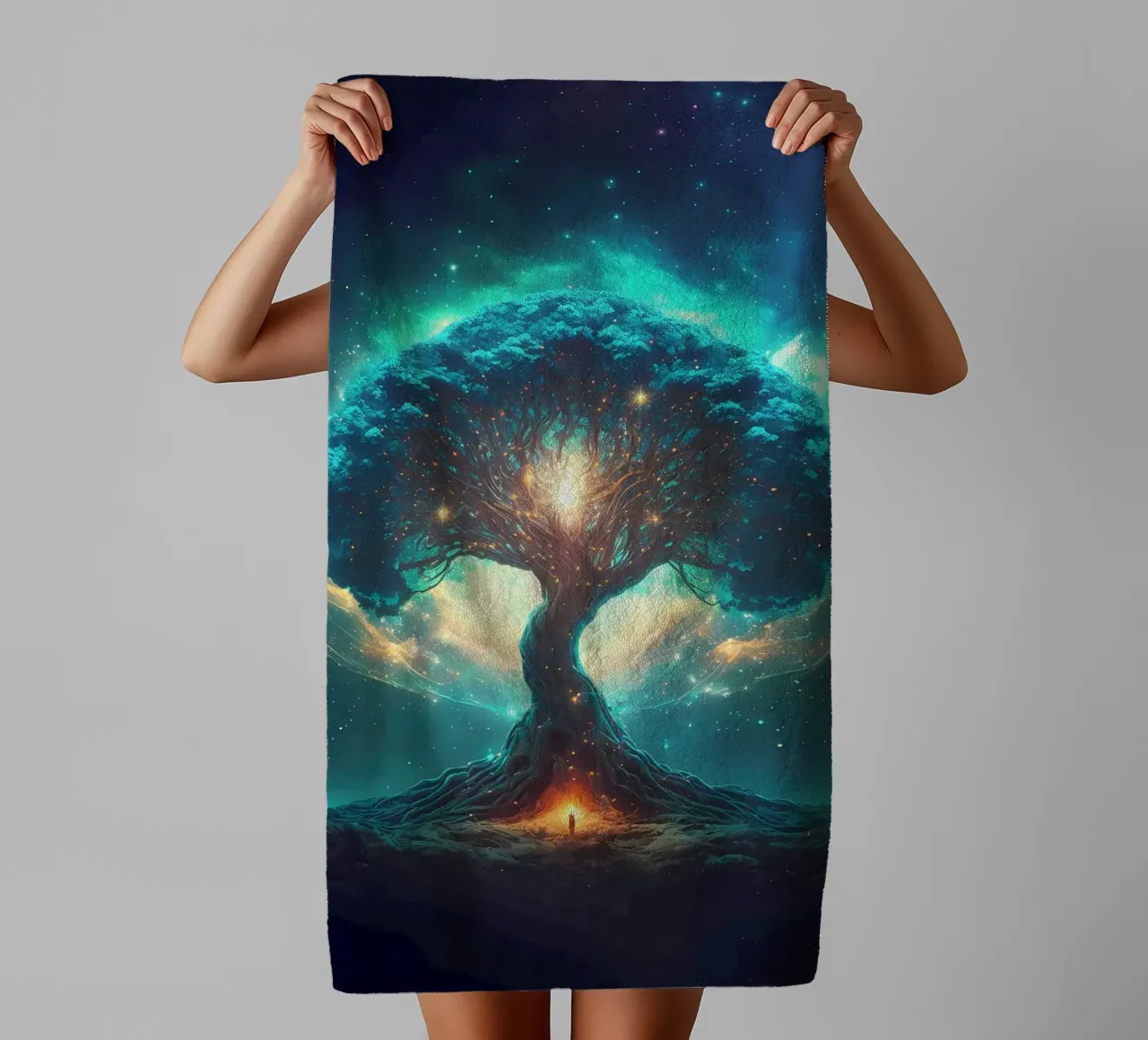 albero luce stellata asciugamano da bagno da Jennifer R Spyhalski