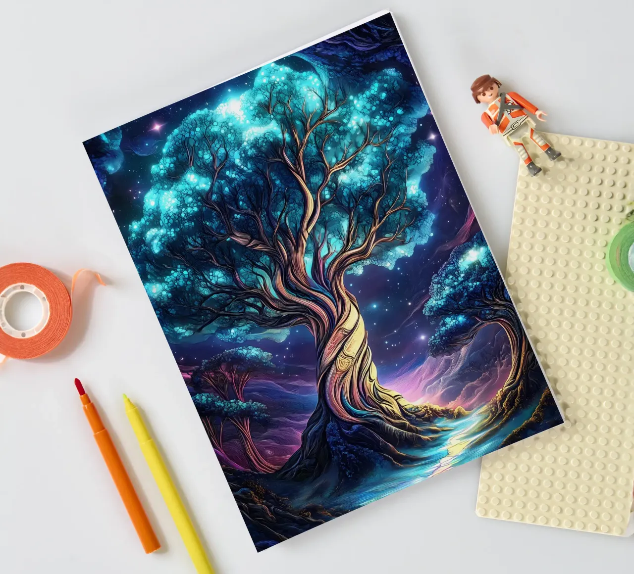 tree glowing night notebook by Jennifer R Spyhalski