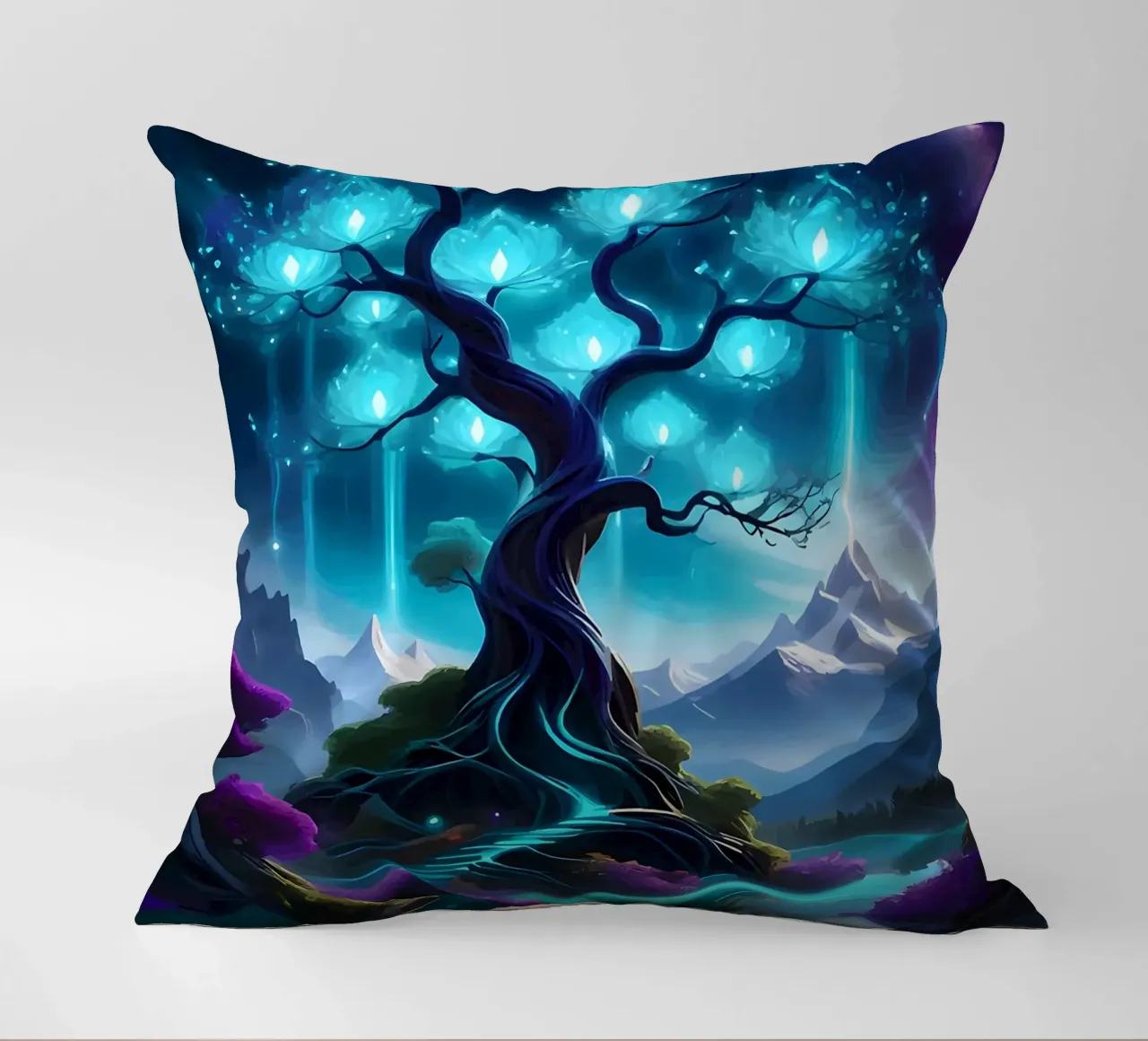 albero fantasia fiori luminosi cuscino da Jennifer R Spyhalski