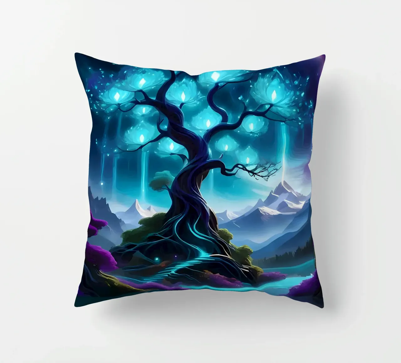 albero fantasia fiori luminosi cuscino da Jennifer R Spyhalski