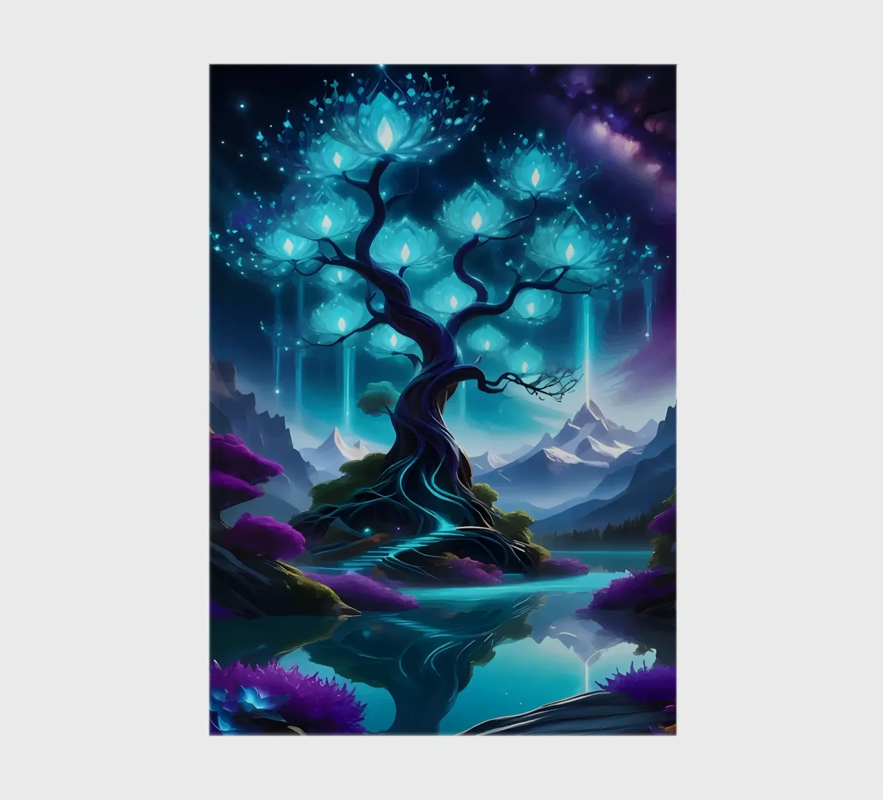 fantasy tree glowing flowers notebook by Jennifer R Spyhalski