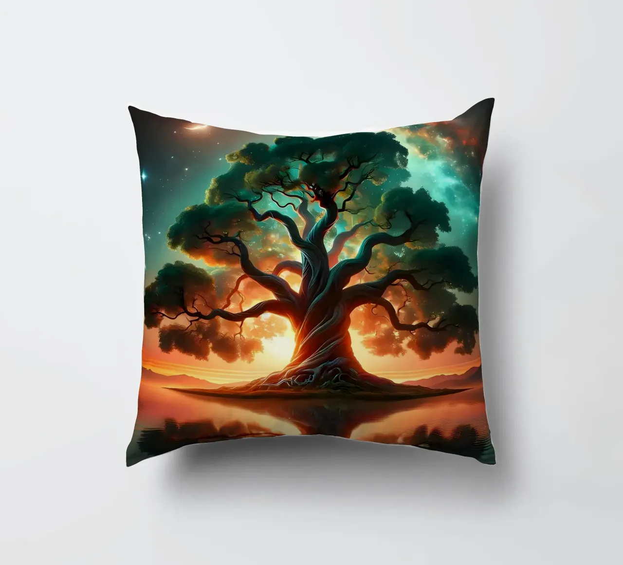 albero tramonto nuvole cuscino da Jennifer R Spyhalski