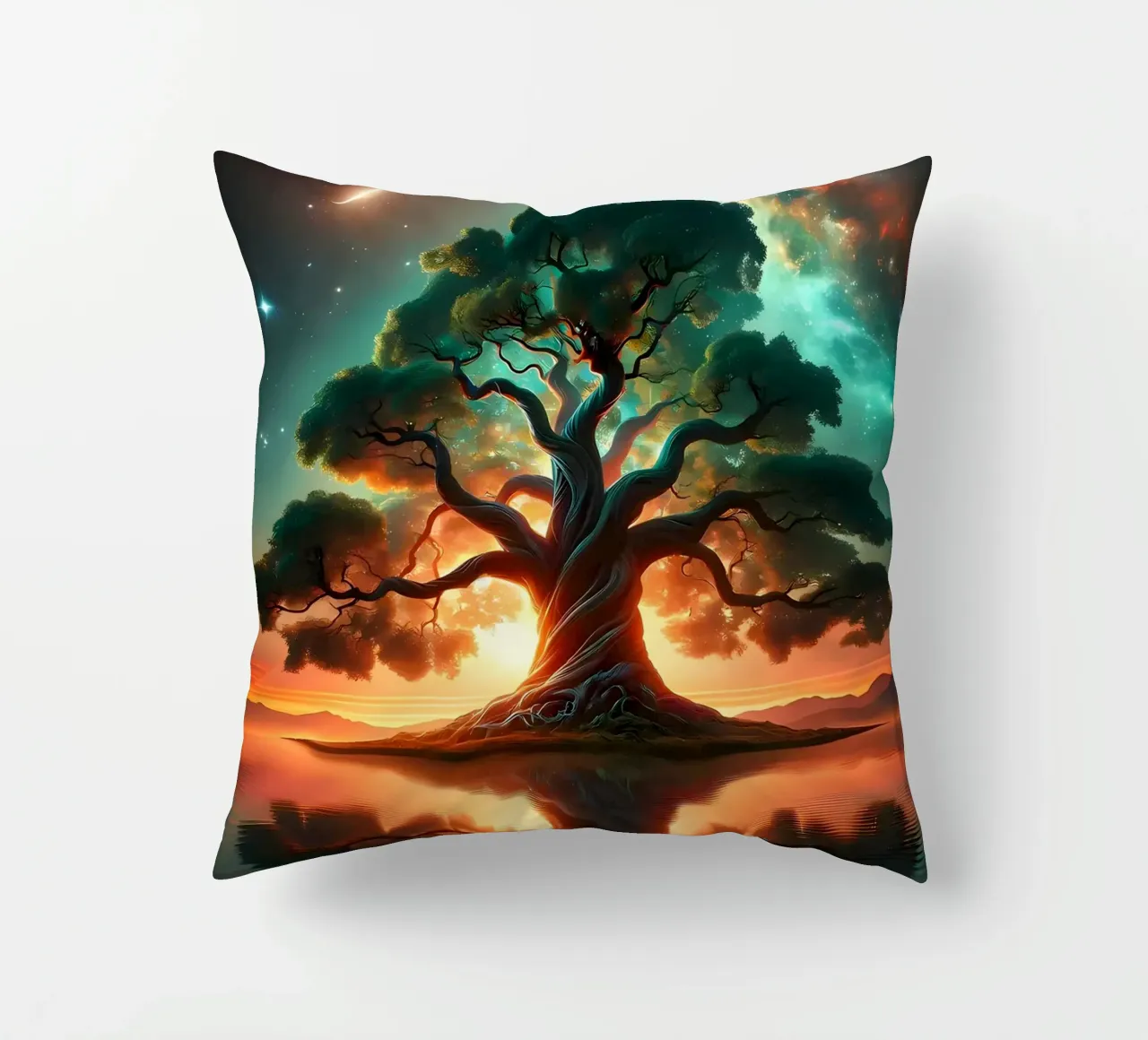 albero tramonto nuvole cuscino da Jennifer R Spyhalski