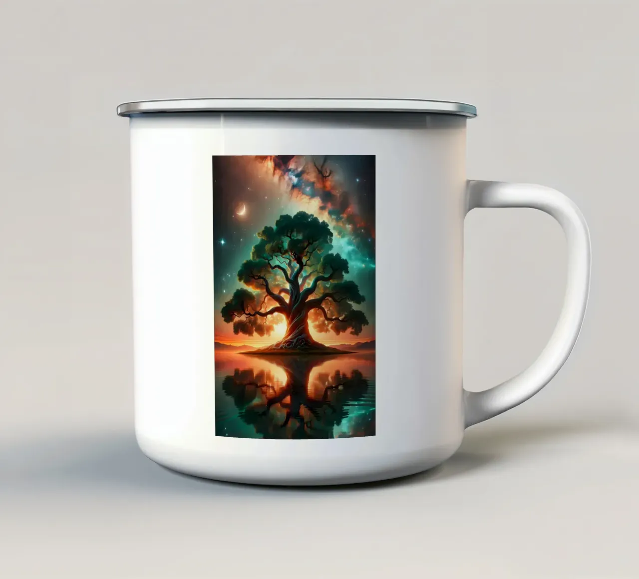 albero tramonto nuvole tazza in smalto da Jennifer R Spyhalski