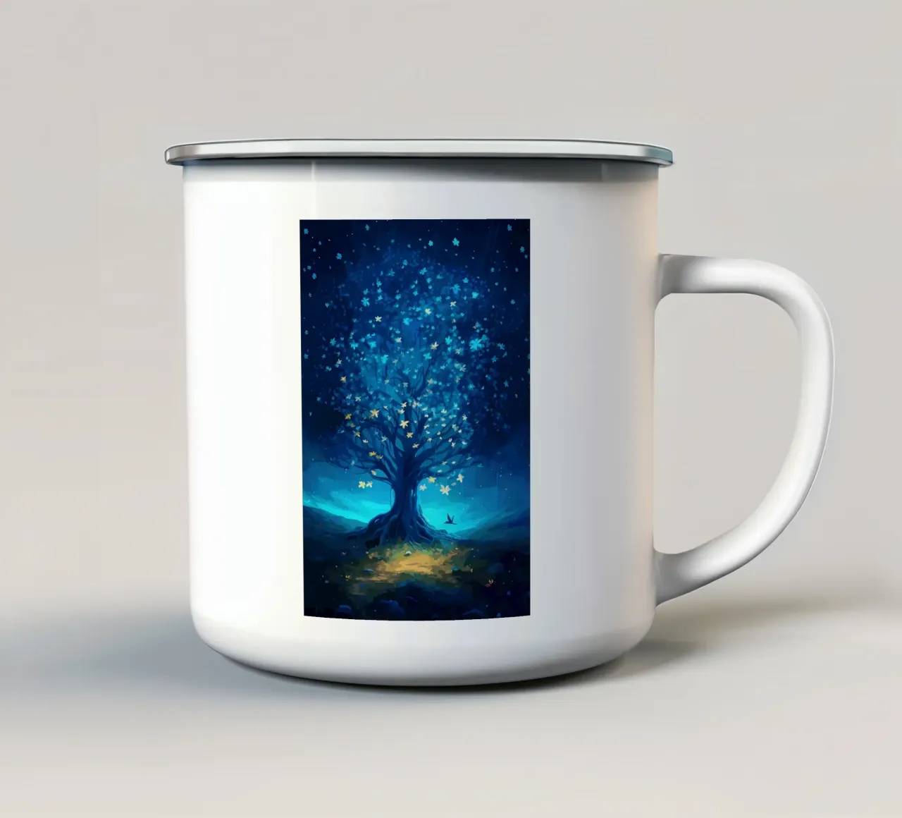 albero foglie farfalle tazza in smalto da Jennifer R Spyhalski
