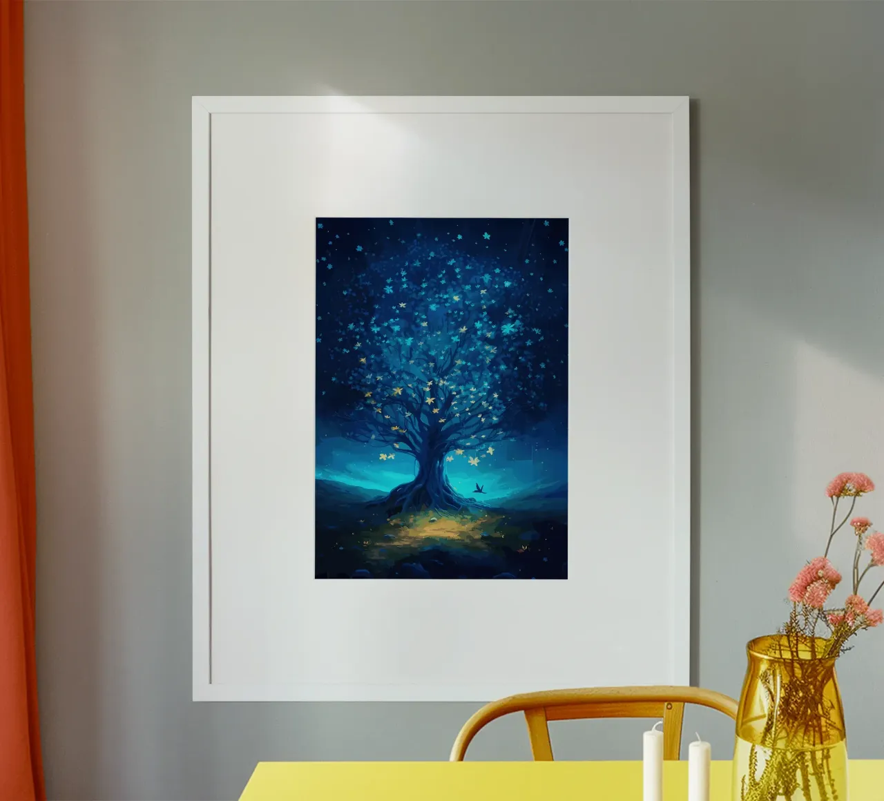 albero foglie farfalle poster con telaio in plastica da Jennifer R Spyhalski