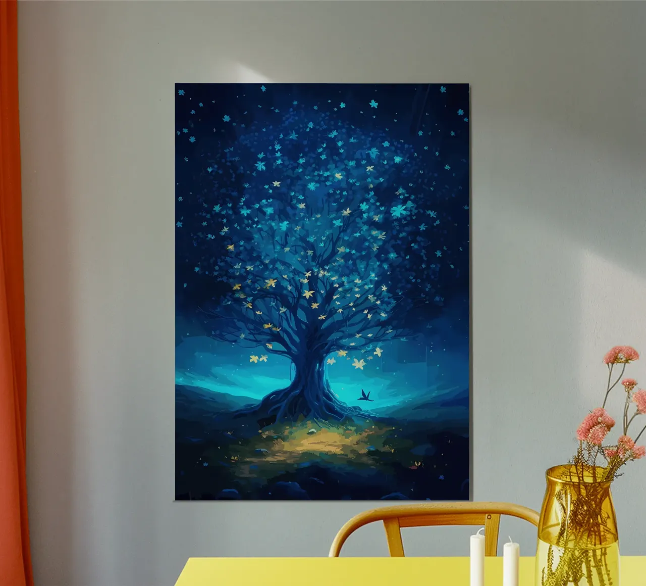 albero foglie farfalle poster con telaio in plastica da Jennifer R Spyhalski