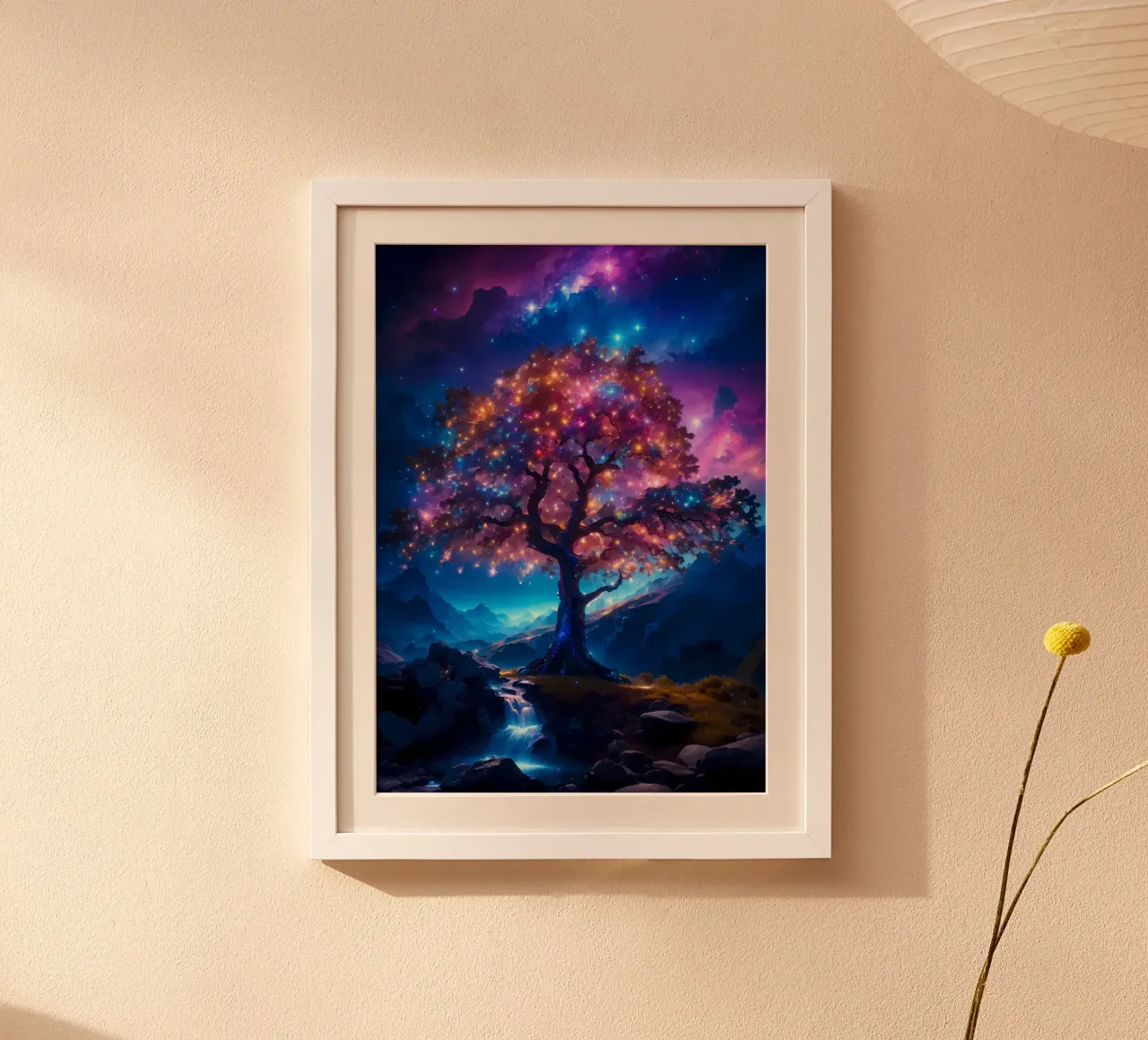 albero stelle galassia poster con telaio in plastica da Jennifer R Spyhalski