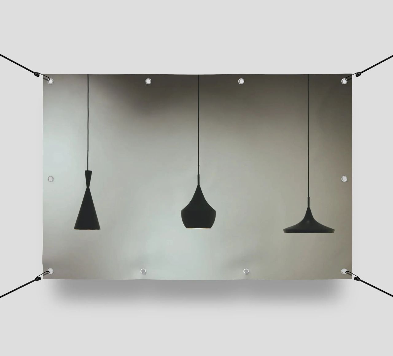tre lampade a sospensione telo in pvc da pastel color shape