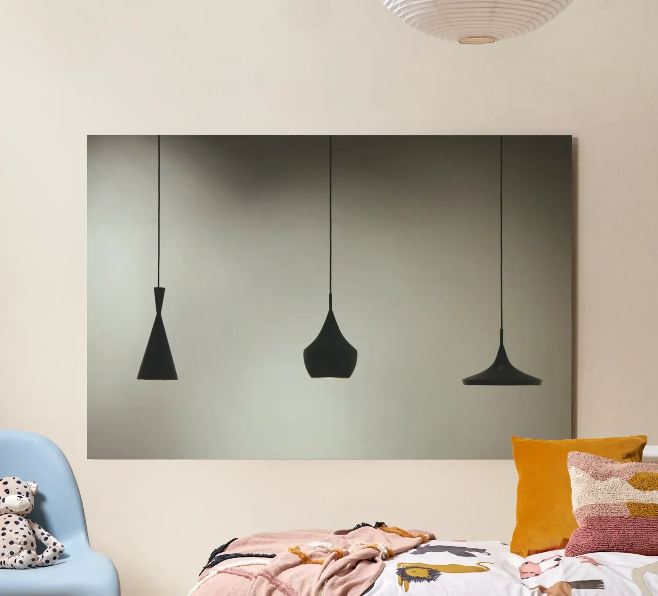tre lampade a sospensione alluminio dibond da pastel color shape