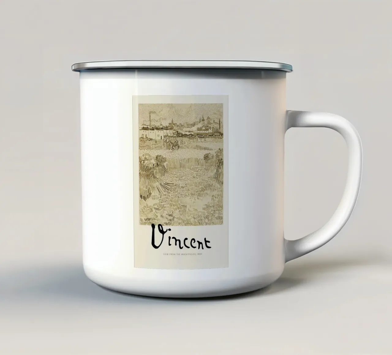 Signed, Vincent – View from the Wheatfields tazza in smalto da Vintage by JUNIQE