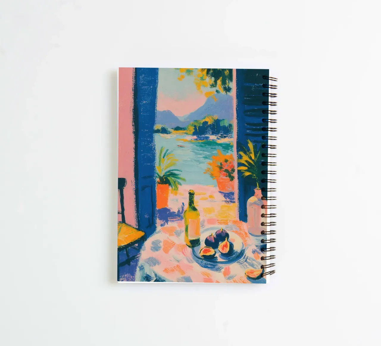 Matisse inspired: Table with figs and sea view spiral notebook by ArtByNiki