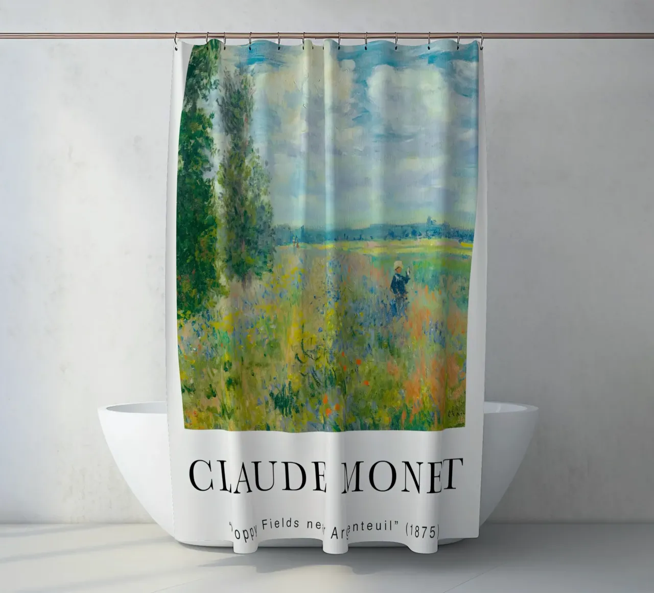 Monet Poppy Fields near Argenteuil 1875 shower curtain by Jam Poster
