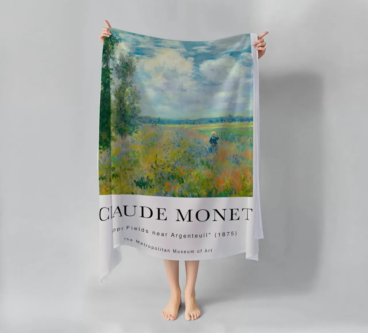 Monet Poppy Fields near Argenteuil 1875 beach towel by Jam Poster