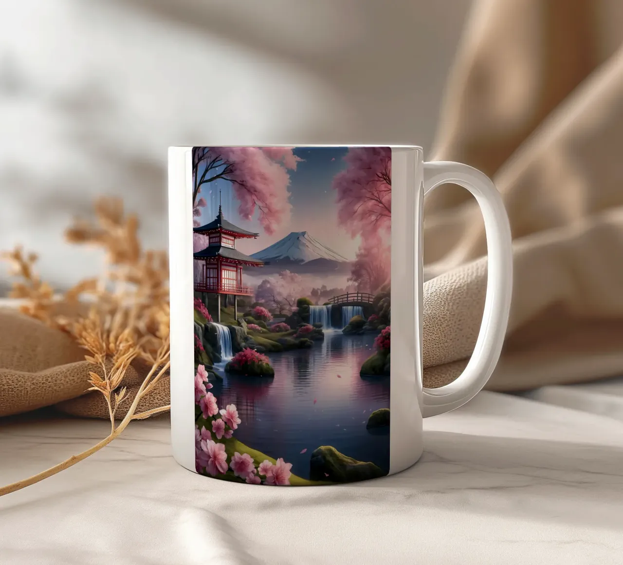 montagna dei ciliegi in fiore tazza in ceramica da MountainShop