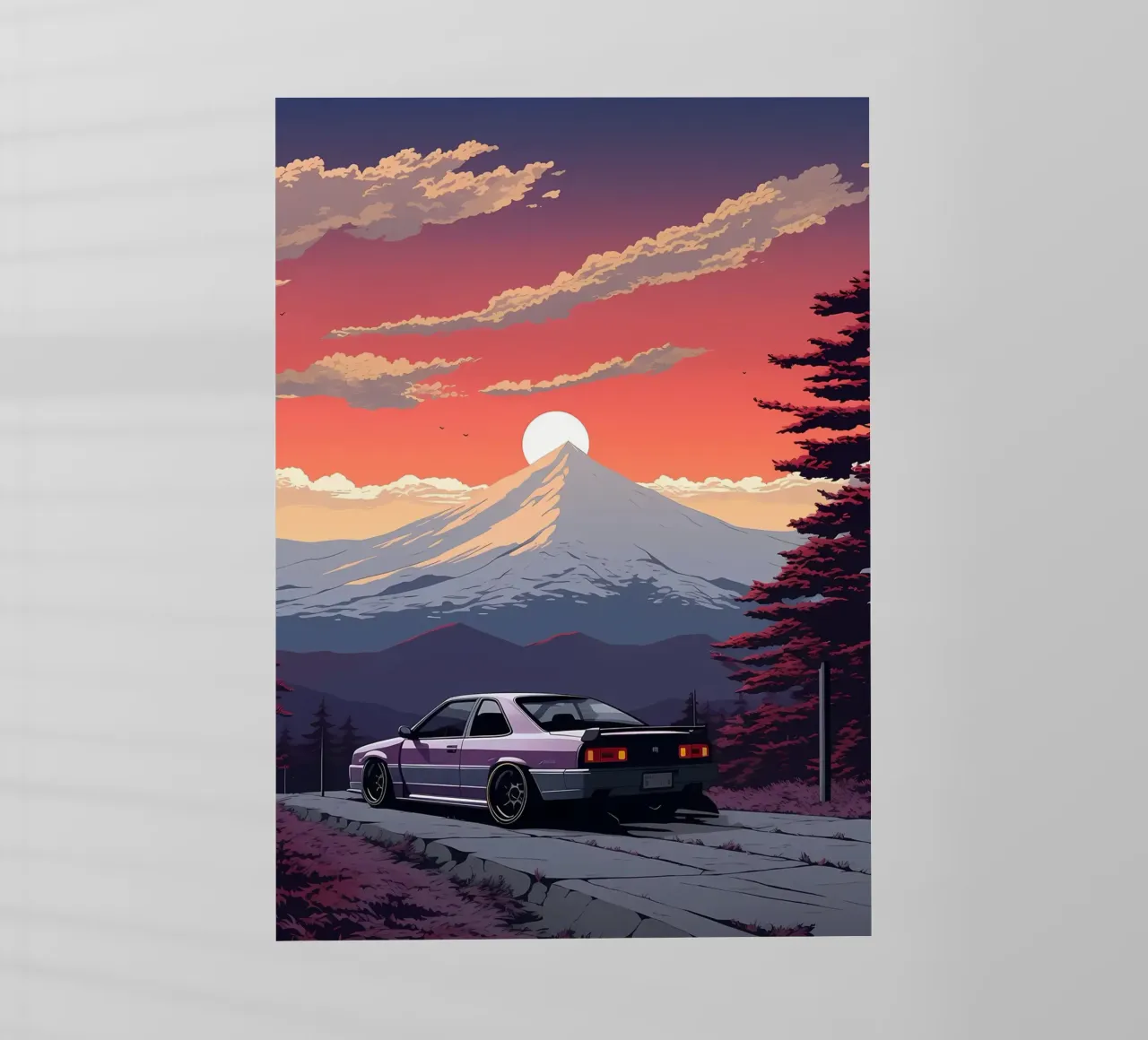 auto sunset mountain pellicola backlit da MountainShop