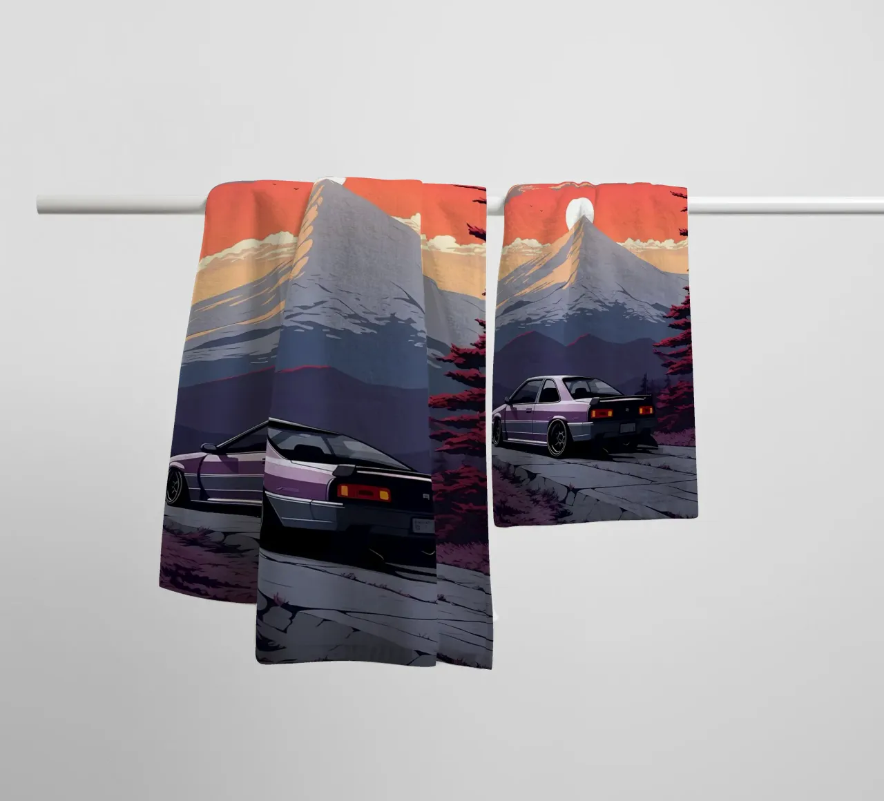 auto sunset mountain asciugamano da bagno da MountainShop