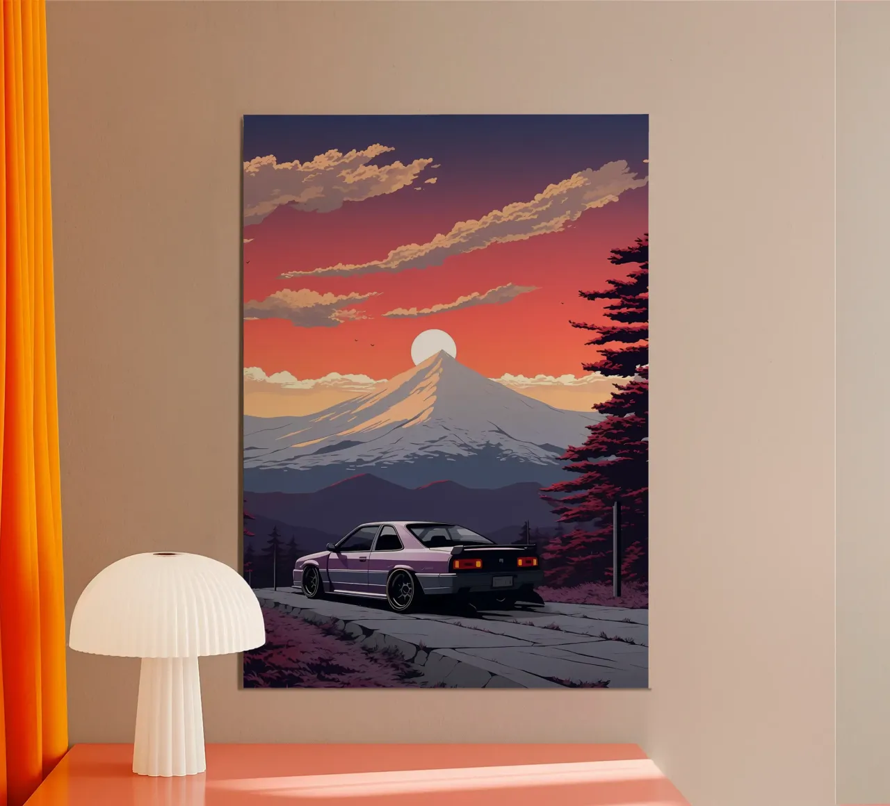 auto sunset mountain poster da MountainShop