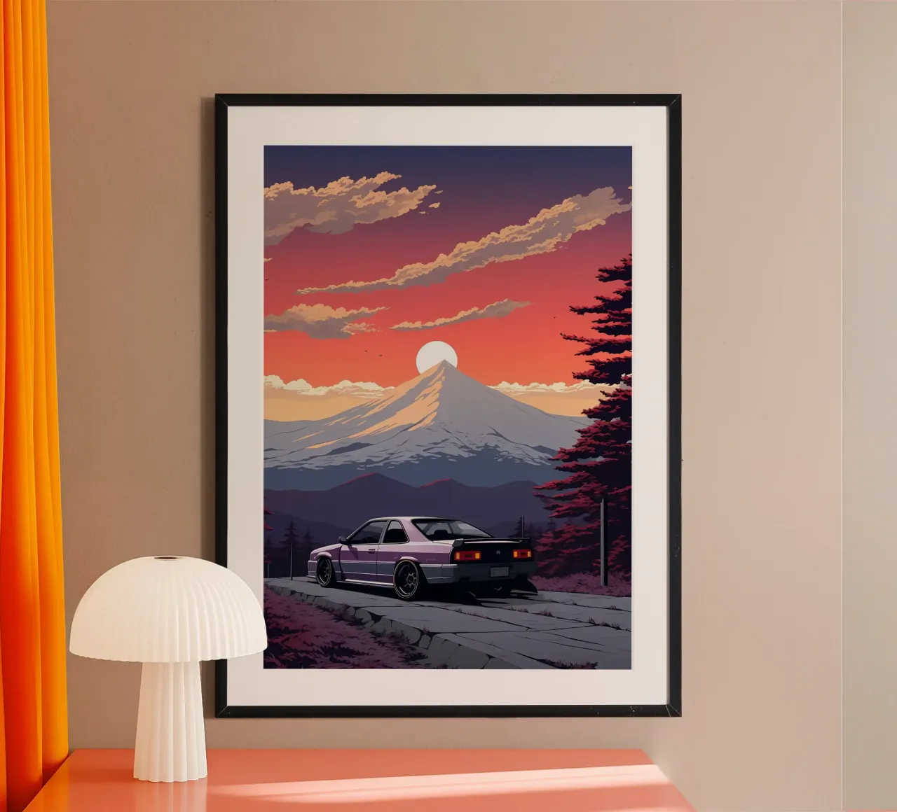 auto sunset mountain poster da MountainShop