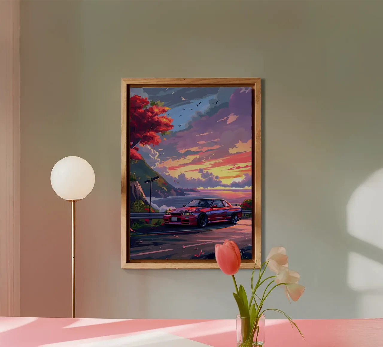 sports car sunset mountain alu-dibond by MountainShop