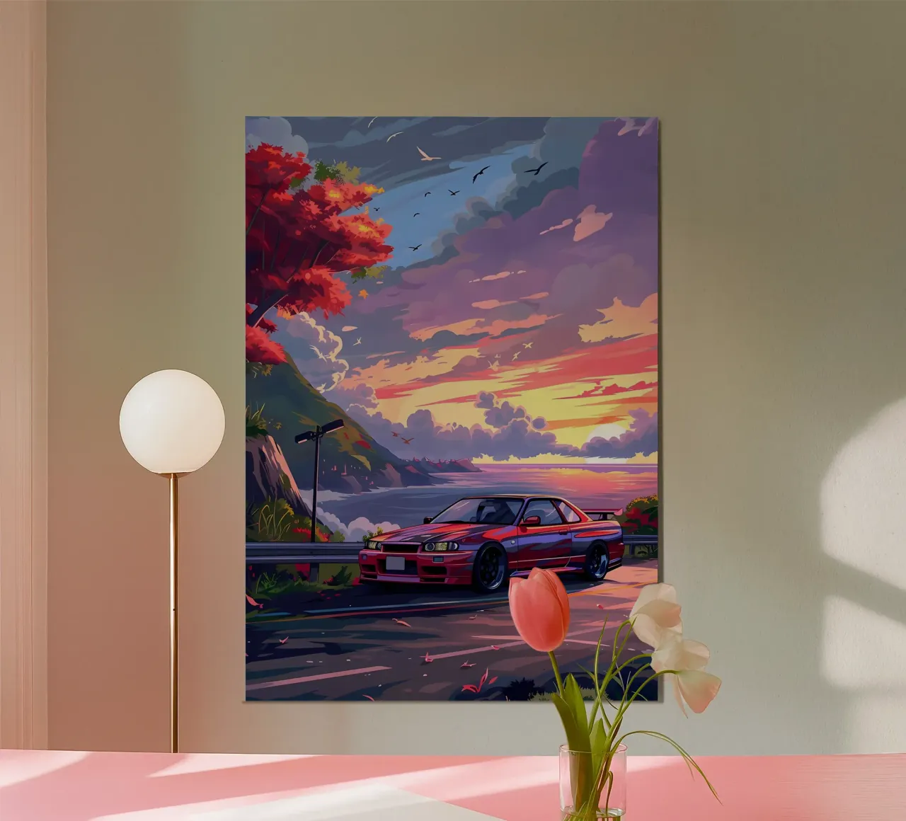 sports car sunset mountain alu-dibond by MountainShop