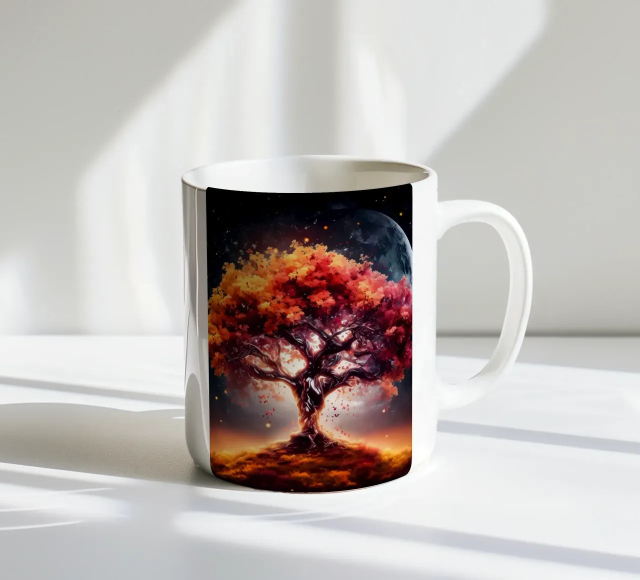 albero fantasia notte di luna tazza in ceramica da Jennifer R Spyhalski