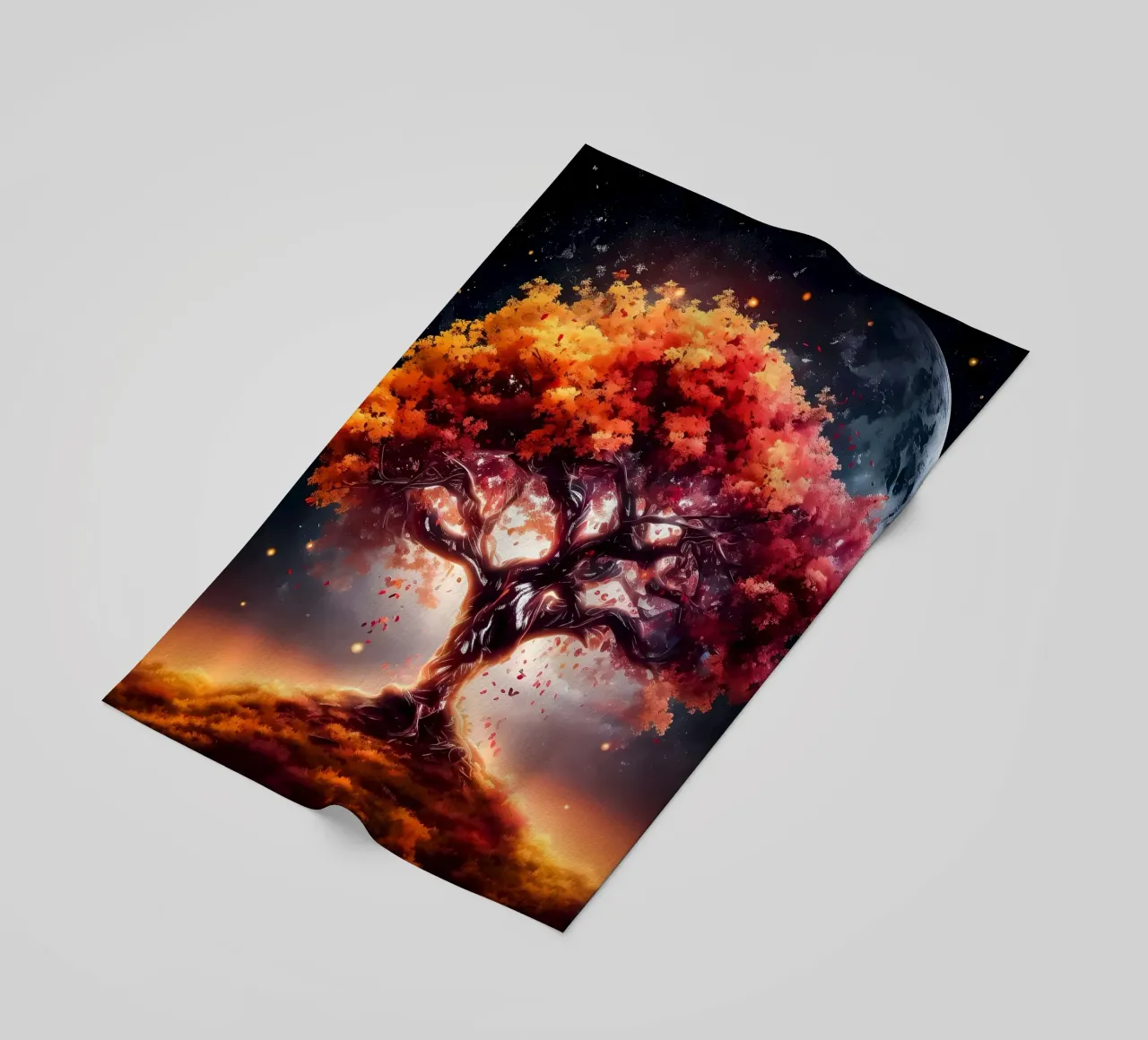 fantasy tree moon night beach towel by Jennifer R Spyhalski