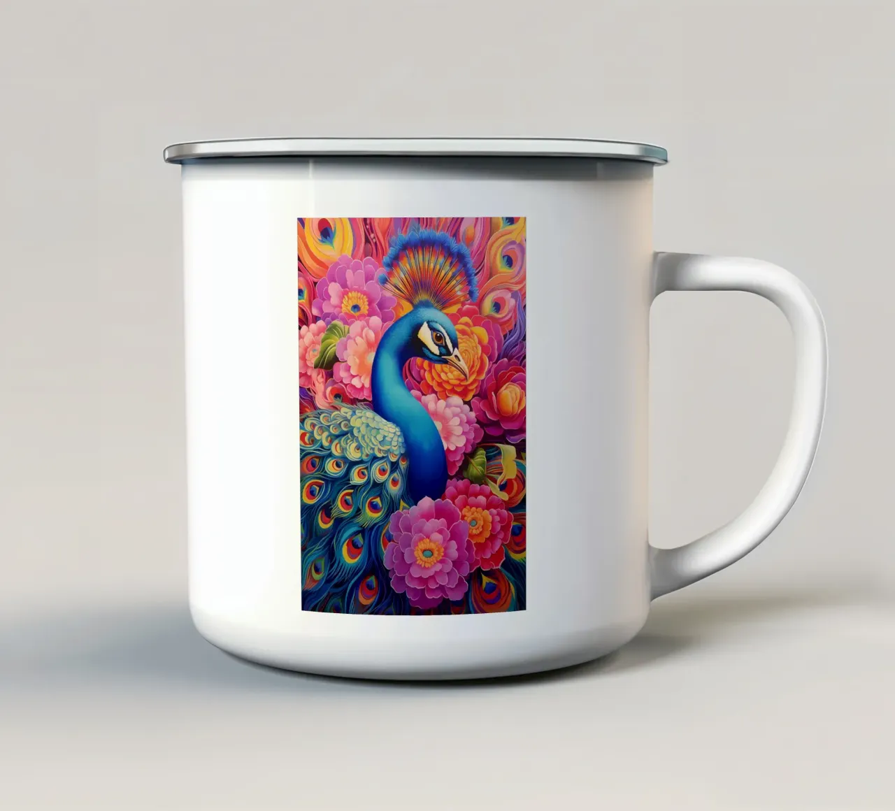 piume di pavone colori vivaci tazza in smalto da Jennifer R Spyhalski