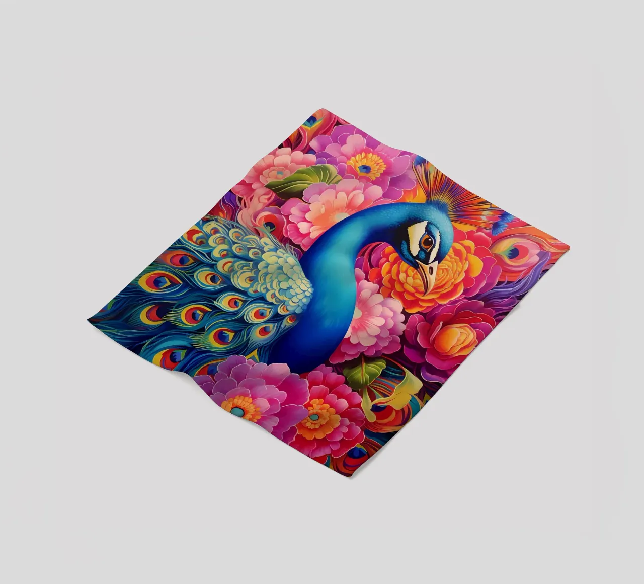 piume di pavone colori vivaci coperta in pile da Jennifer R Spyhalski