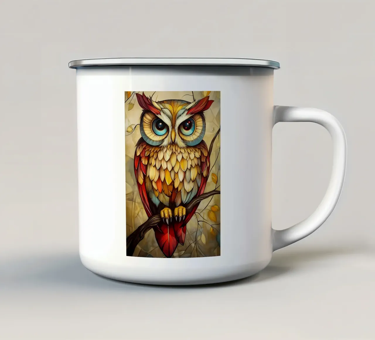 piume di gufo tazza in smalto da Jennifer R Spyhalski